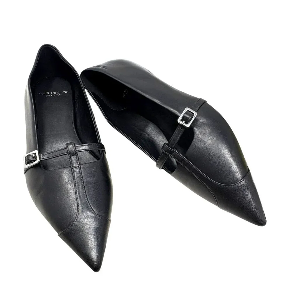 Vagabond Shoemakers Hermine Black Leather T-Strap‎ Pointed Flats